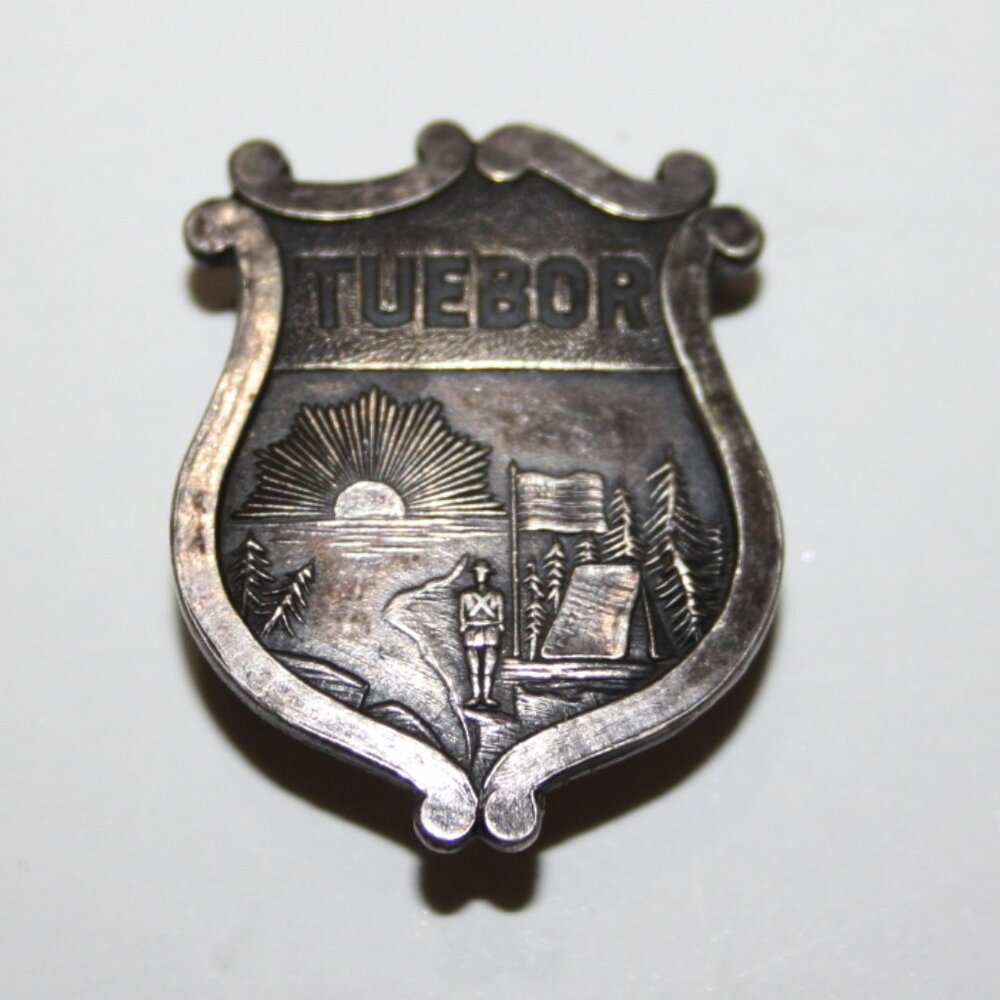 ⚙️ Vintage Silver Tuebor Screw-On Pin · 1" ⚙️
